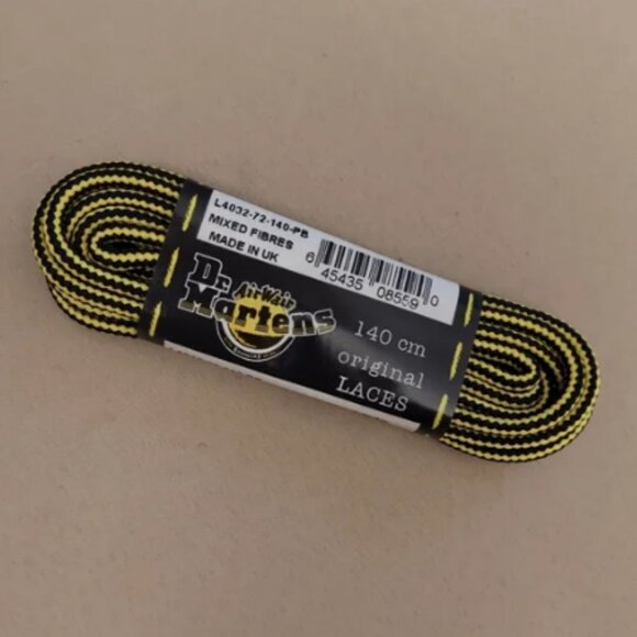 New Vintage Dr. Martens Black and Yellow Laces 140cm Made in UK - Picture 1 of 5